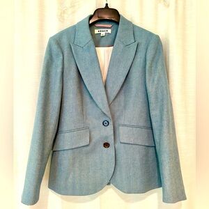 Boden Women's Blue Herringbone Tweed Blazer. Size 4P in EUC.